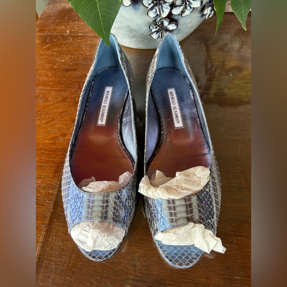 Manolo Blahnik Iridescent Python Flats Eu 39.5 - image 2